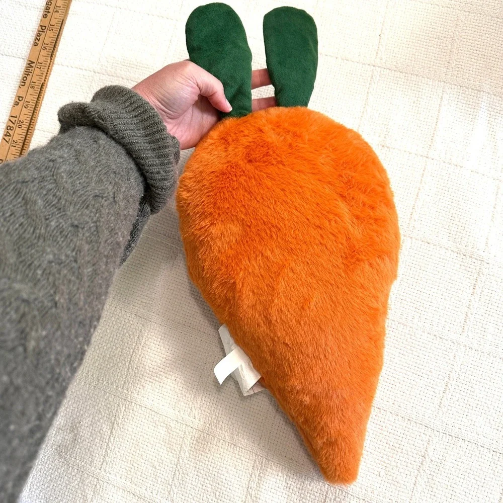 Carrot Plush Pillow Orange Faux Fur Easter Decorative 19